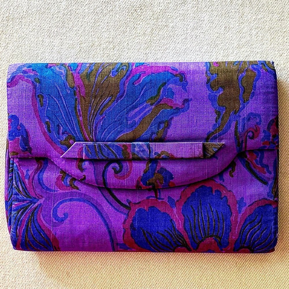 vintage purple raw silk envelope clutch